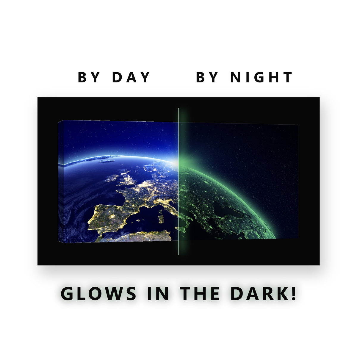City Lights of Europe at Night Glow in the Dark Canvas Wall Art Office, glowing at night