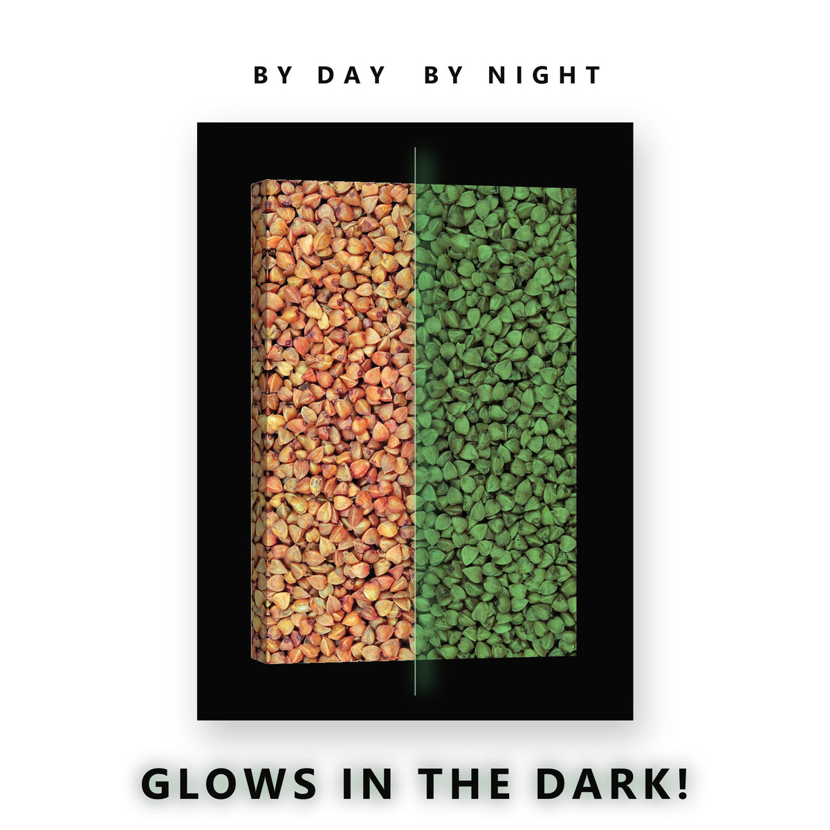 Buckwheat Grain Texture Glow in the Dark Canvas Wall Art for Kitchen, glowing at night