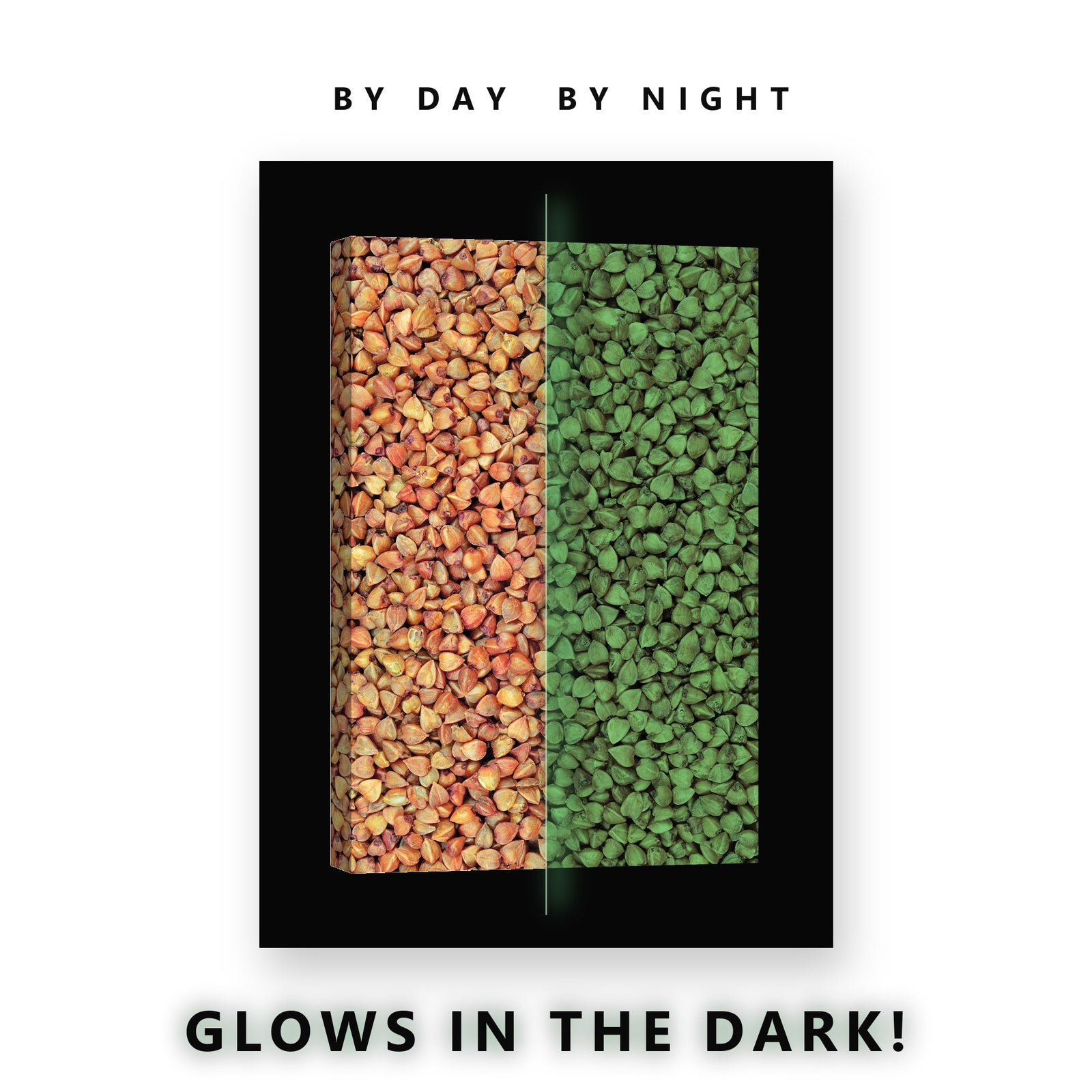 Buckwheat Grain Texture Glow in the Dark Canvas Wall Art for Kitchen, glowing at night