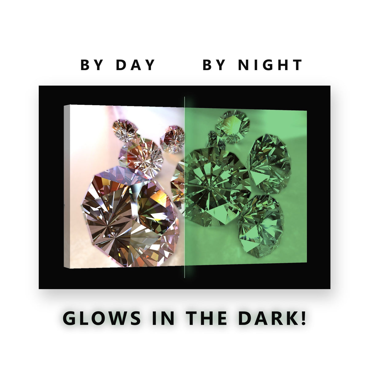 Scattered Diamonds Glow in the Dark Canvas Wall Art for Living Room, glowing at night