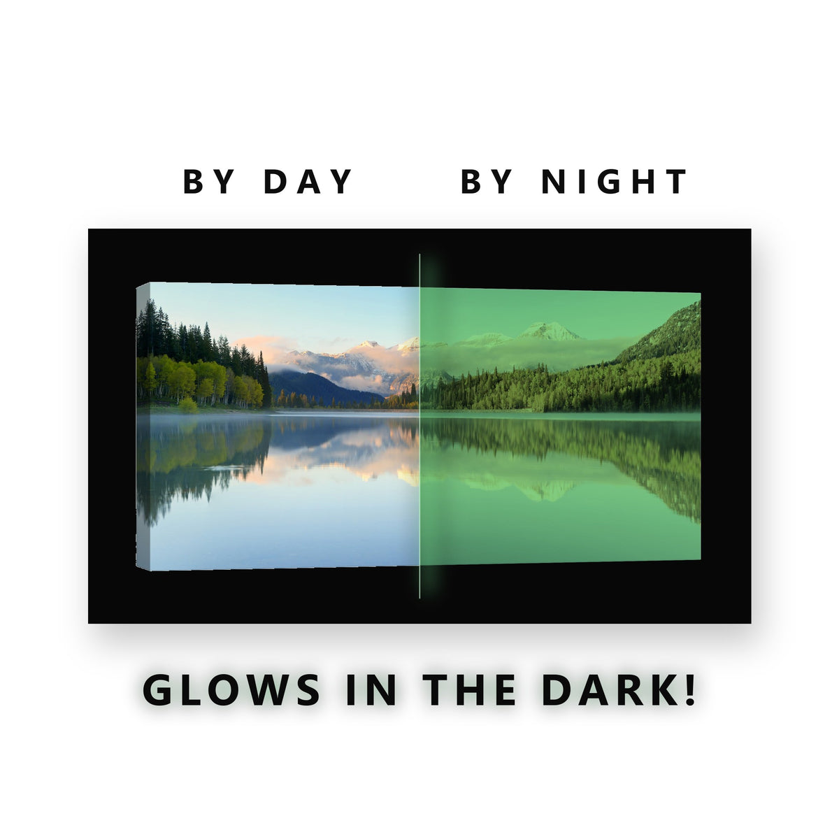 Full Moon Beach Rocky Islets Glow in the Dark Canvas Wall Art for Bedroom, glowing at night