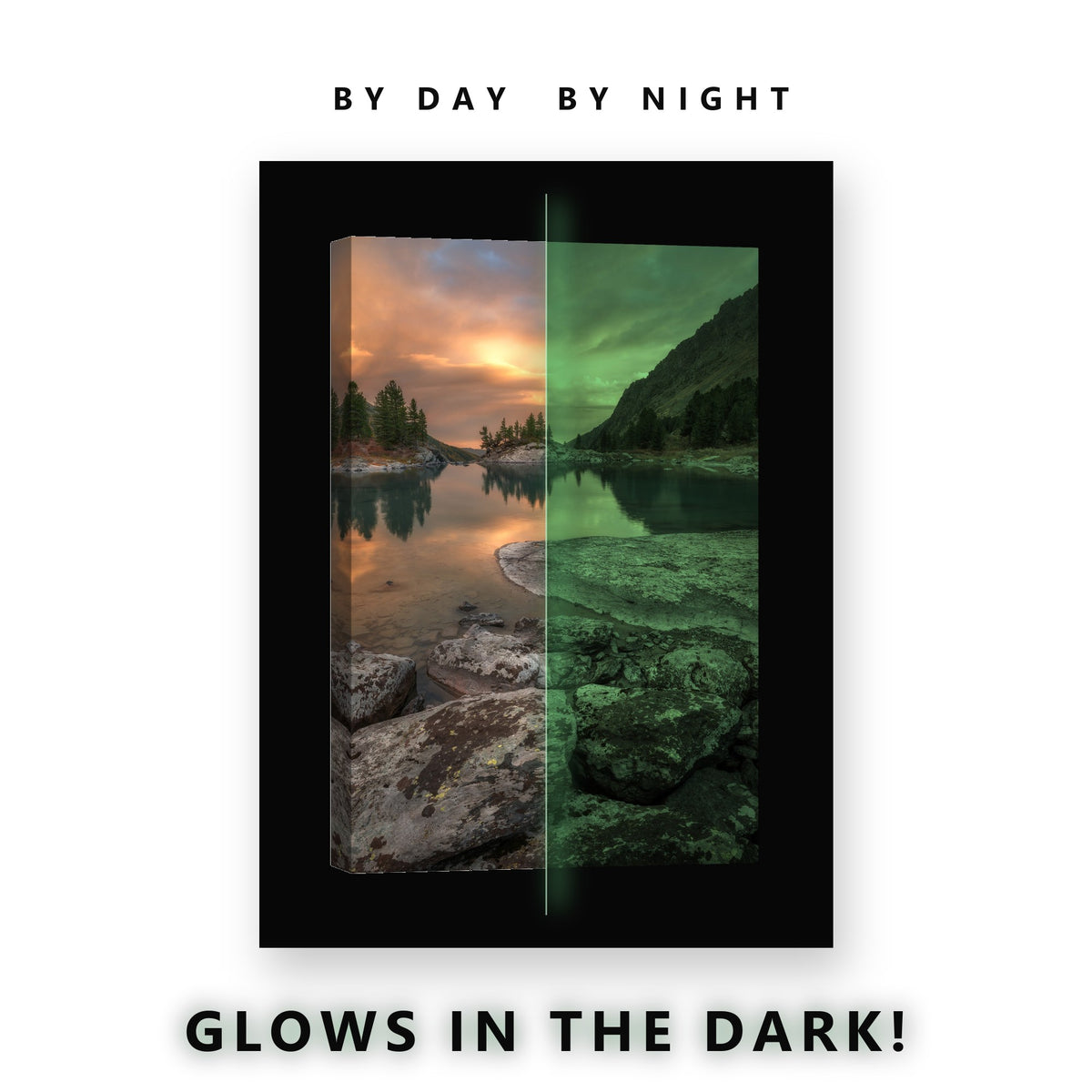 City Skyline Skyscraper View Glow in the Dark Canvas Wall Art for Office, glowing at night