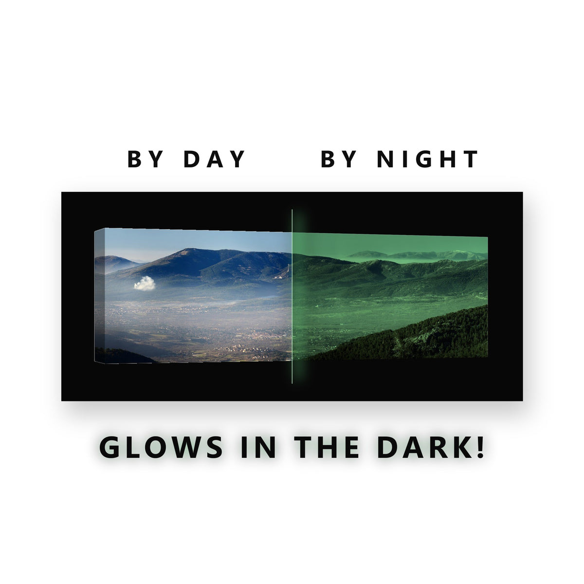 Dark Volcanic Rocks Beach Glow in the Dark Canvas Wall Art for Man Cave, glowing at night