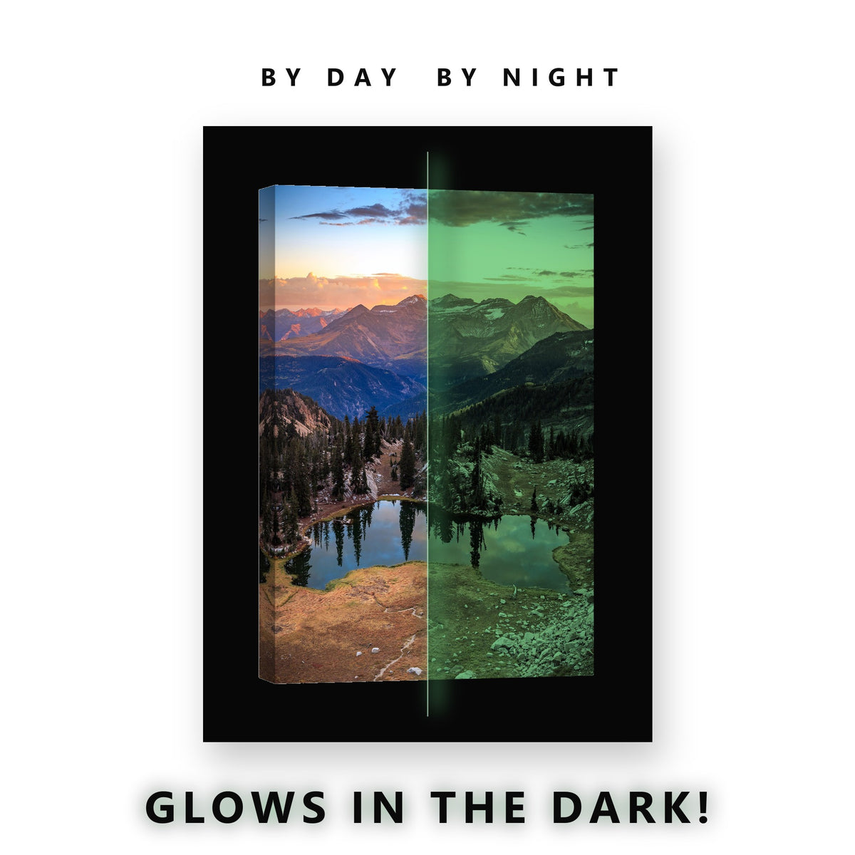 Quiet Tropical Shoreline Sunrise Glow in the Dark Canvas Wall Art for Bedroom, glowing at night