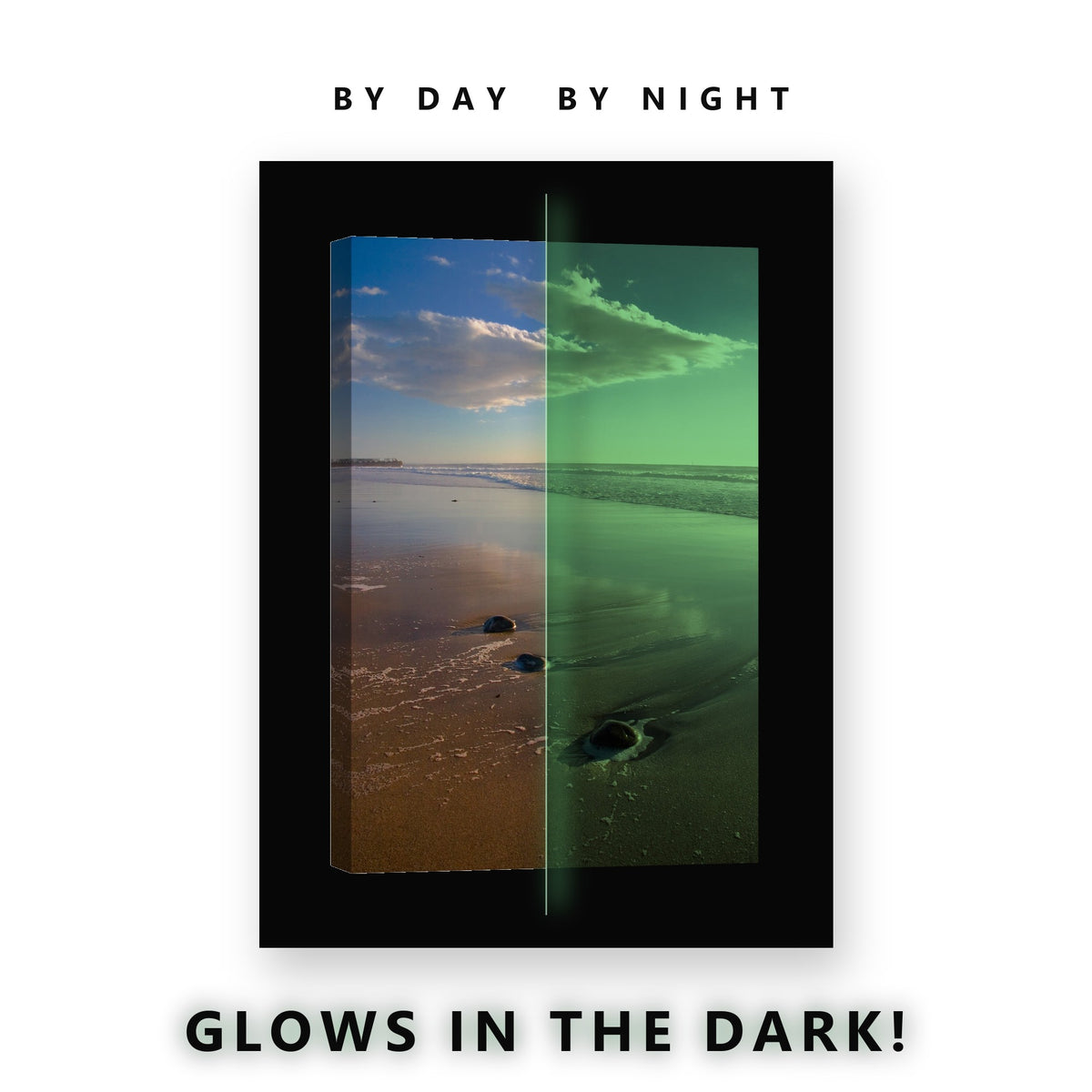 Desert Volcanic Vents Mountains Glow in the Dark Canvas Wall Art for Office, glowing at night