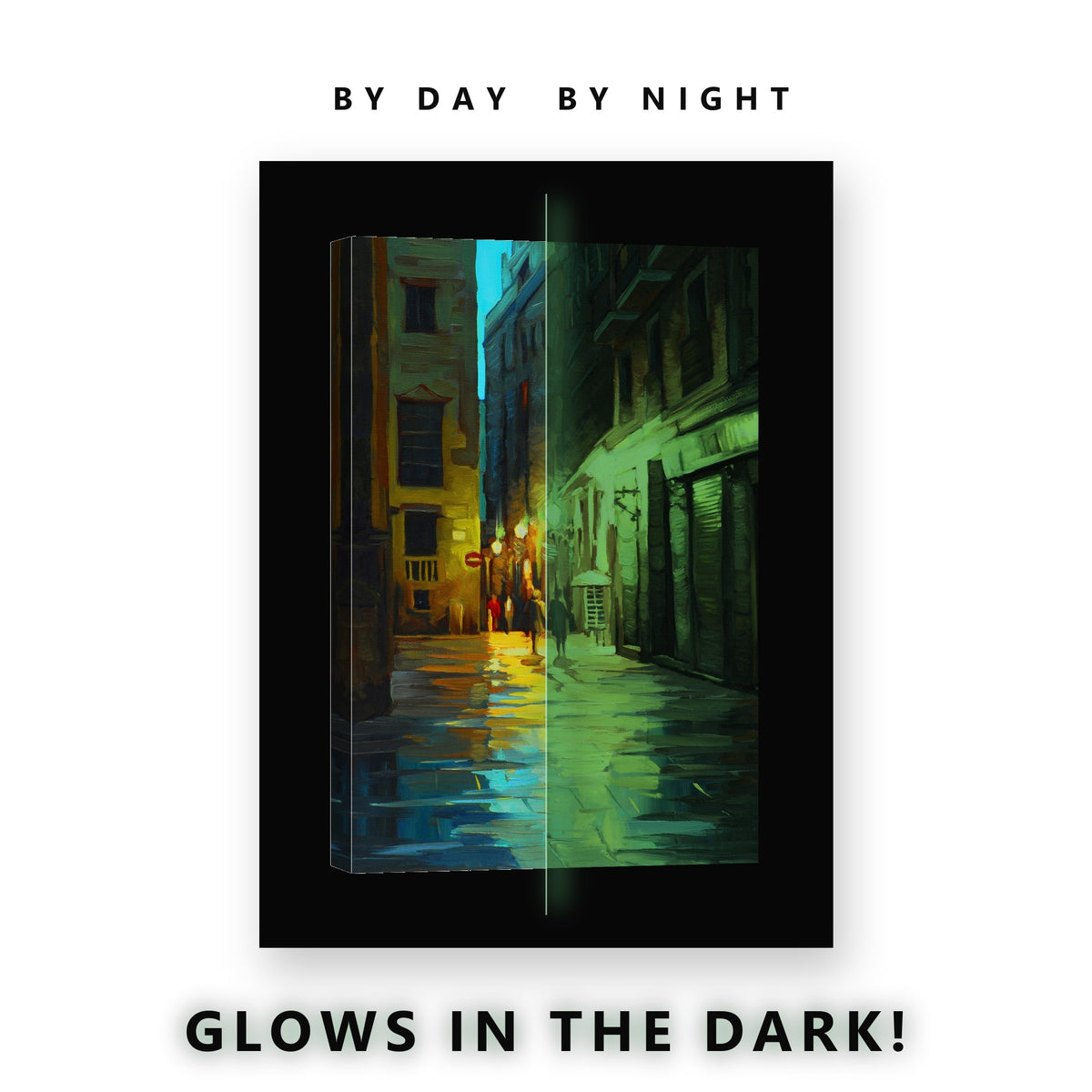 Sun Rays Over Rocky Beach Glow in the Dark Canvas Wall Art for Bedroom, glowing at night