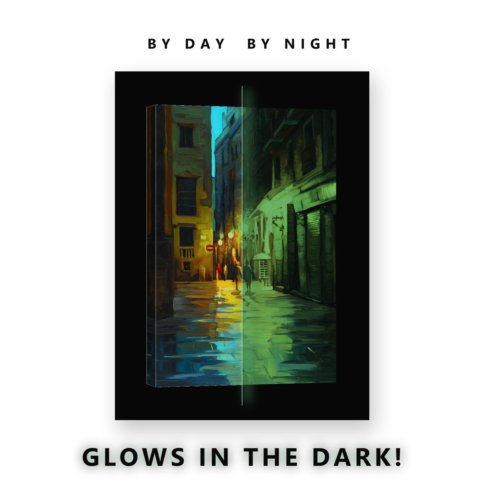 Sun Rays Over Rocky Beach Glow in the Dark Canvas Wall Art for Bedroom, glowing at night
