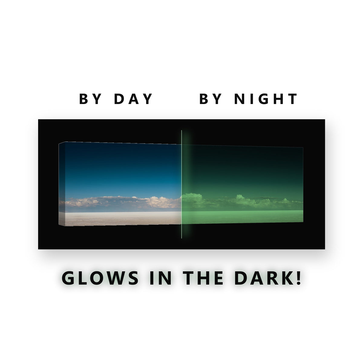 Minimal Desert Horizon Sky Glow in the Dark Canvas Wall Art for Office, glowing at night
