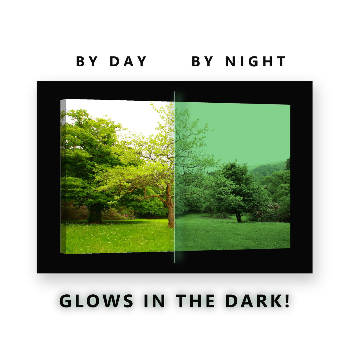 Lone Flowering Tree Garden Glow in the Dark Canvas Wall Art for Living Room, glowing at night