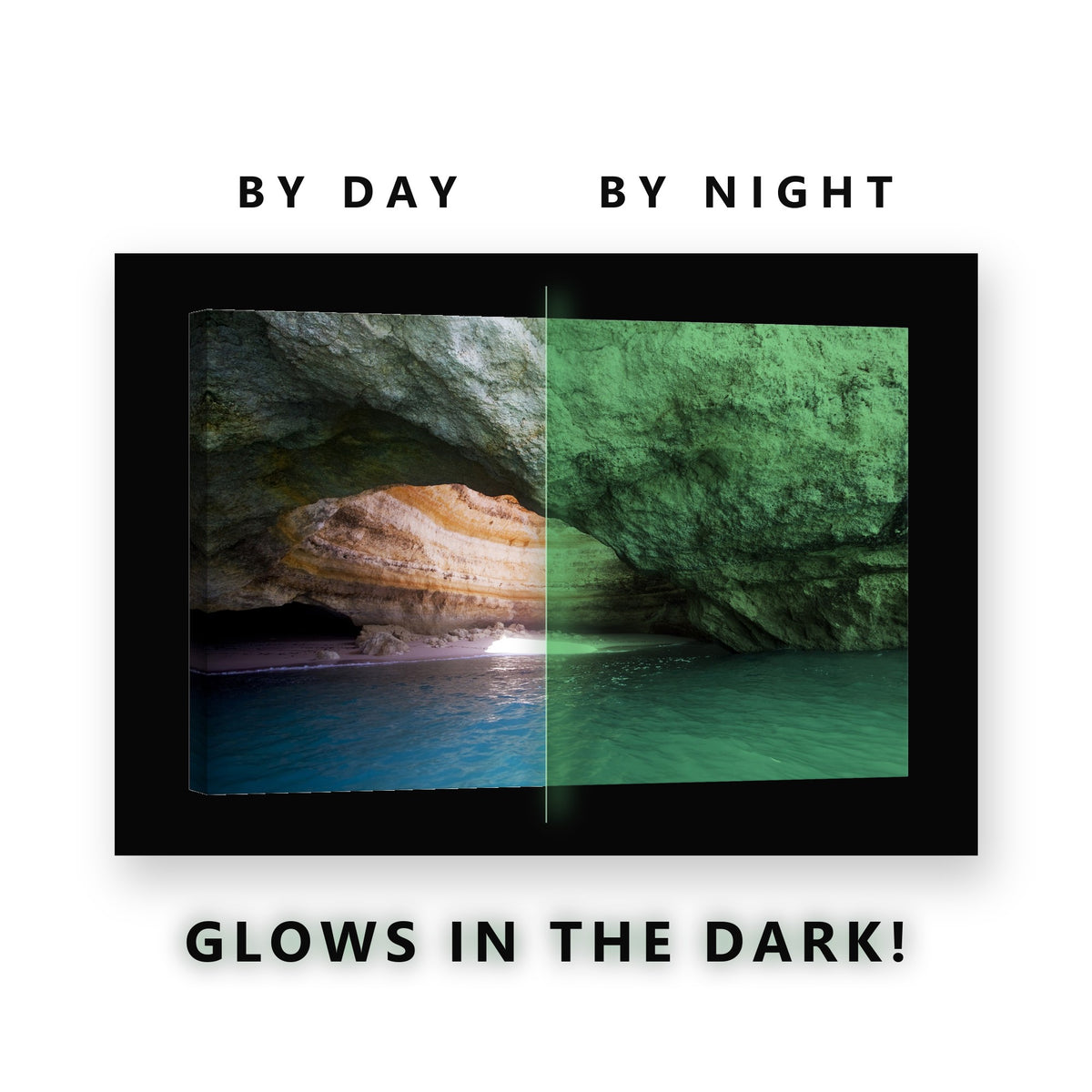 Glowing Starfish Beach Sand Glow in the Dark Canvas Wall Art for Bedroom, glowing at night