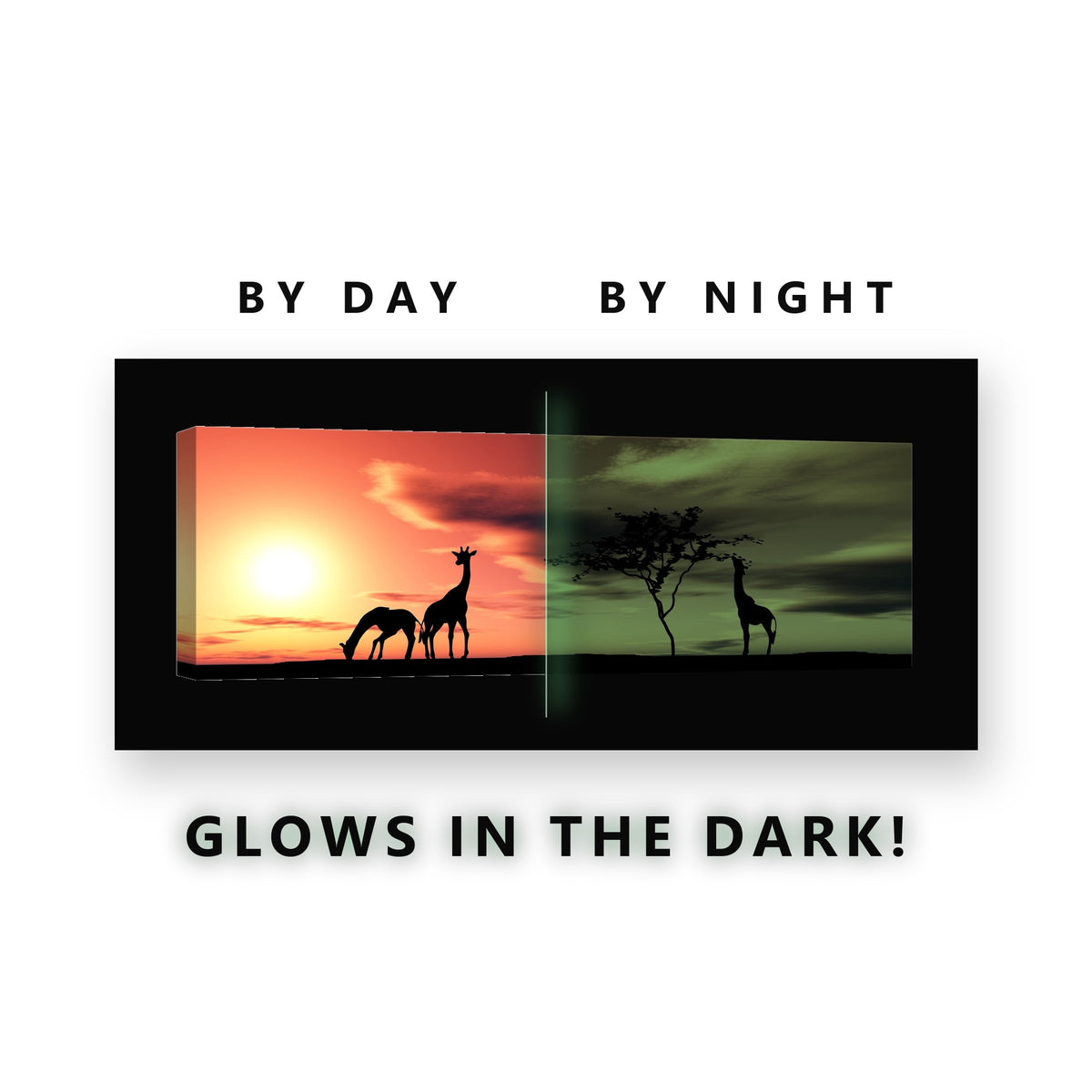 Stone Archway Ocean Sunset Glow in the Dark Canvas Wall Art for Living Room, glowing at night