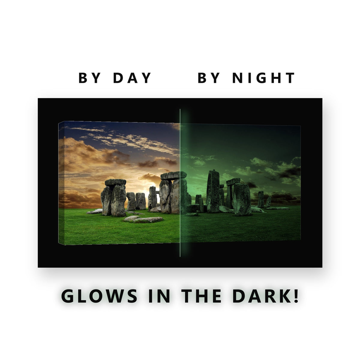 Glowing Ancient Stone Circle Glow in the Dark Canvas Wall Art for Living Room, glowing at night