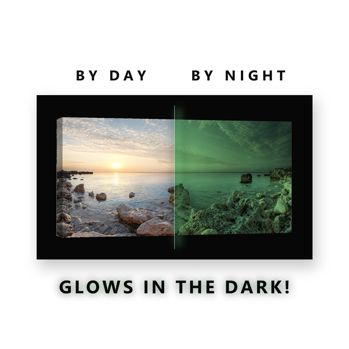 Glowing Desert Fortress Sunrise Glow in the Dark Canvas Wall Art for Living Room, glowing at night