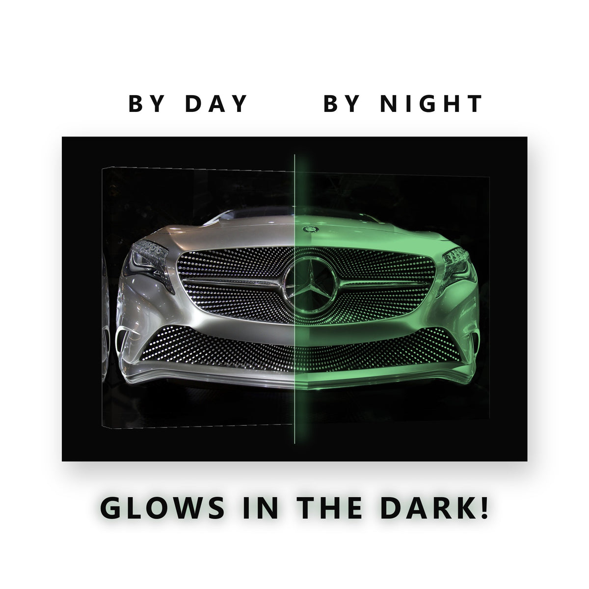 Luxury Car Grille Glow in the Dark Canvas Wall Art for Man Cave, glowing at night