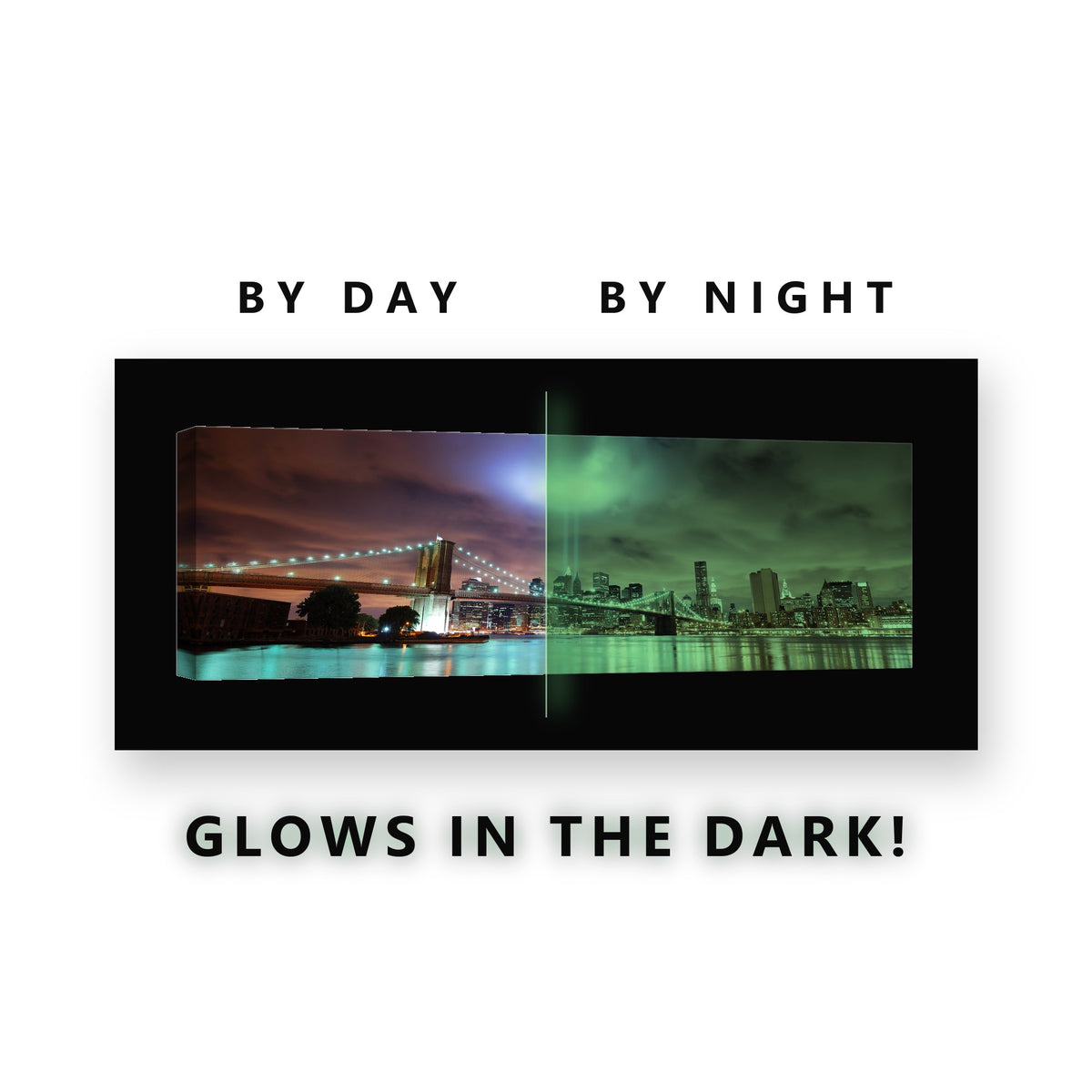 New York Tribute Lights Glow in the Dark Canvas Wall Art for Bedroom, glowing at night