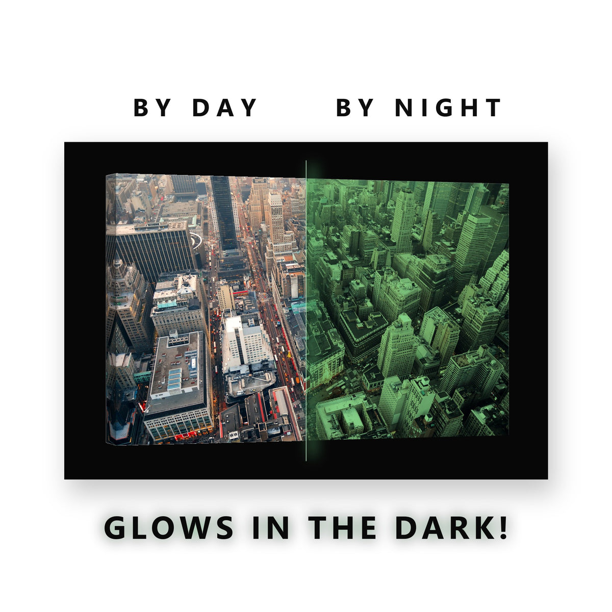 Manhattan Streets From Above Glow in the Dark Canvas Wall Art Office, glowing at night