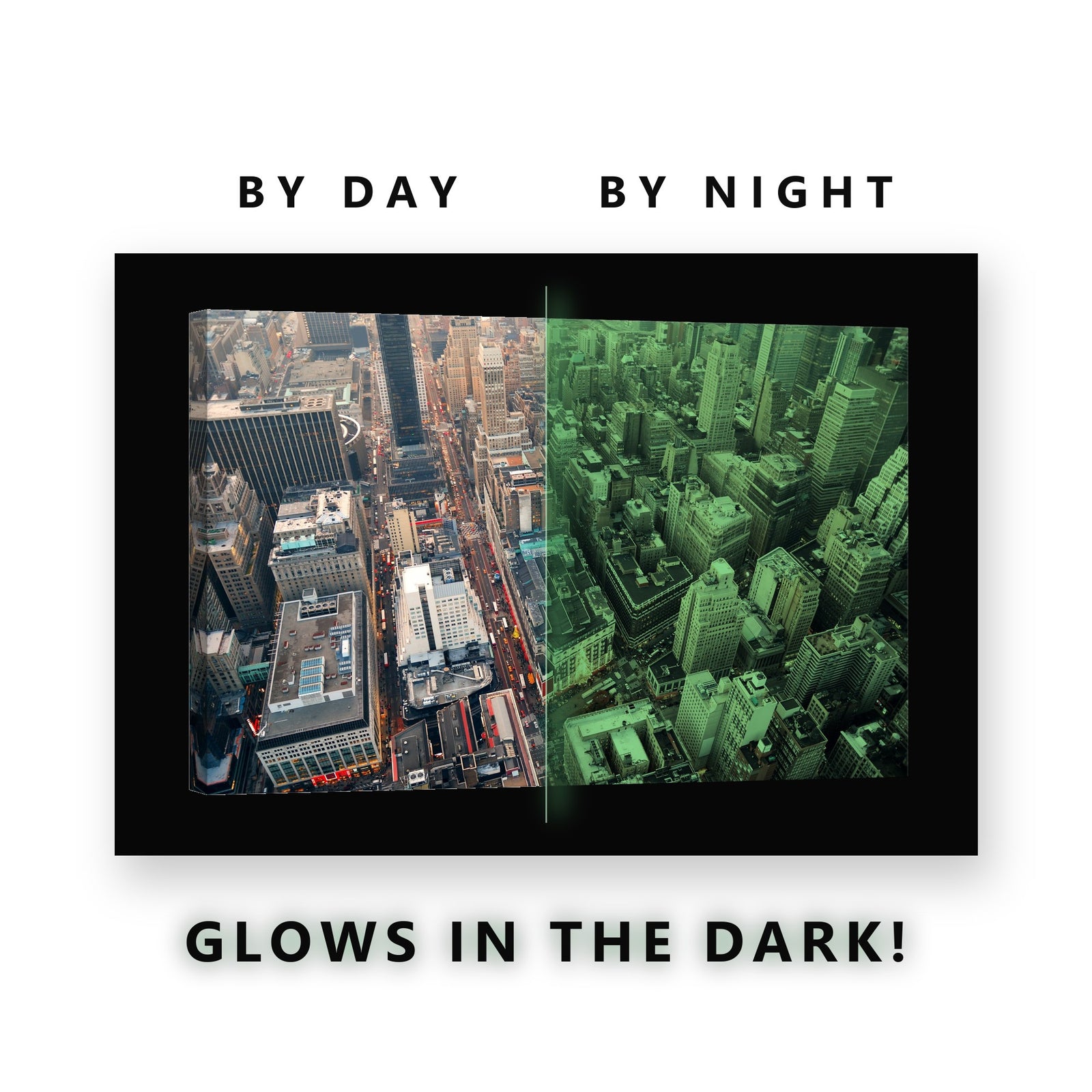 Manhattan Streets From Above Glow in the Dark Canvas Wall Art Office, glowing at night
