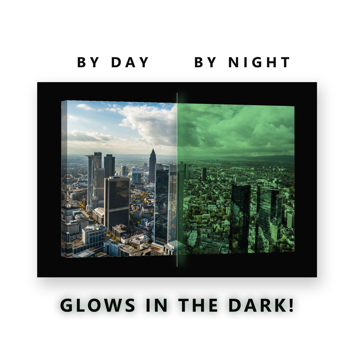 Frankfurt Skyline Autumn Glow in the Dark Canvas Wall Art for Office, glowing at night