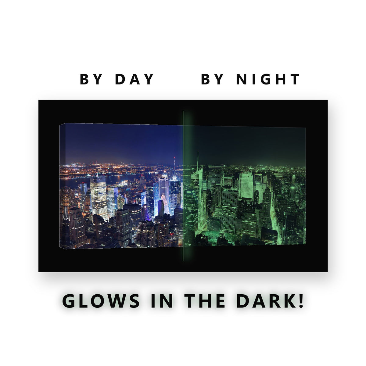 Times Square From Above Glow in the Dark Canvas Wall Art for Bedroom, glowing at night
