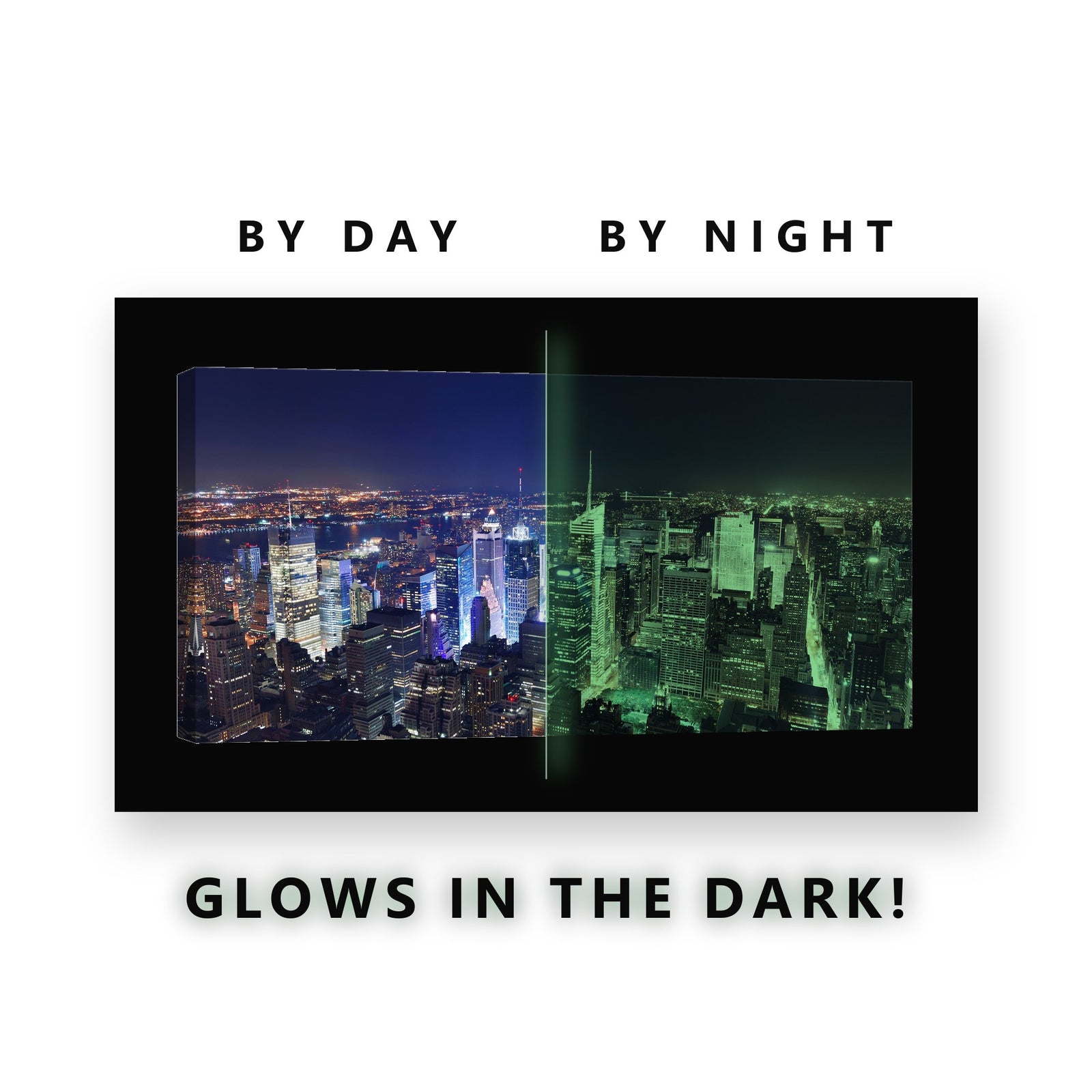 Times Square From Above Glow in the Dark Canvas Wall Art for Bedroom, glowing at night