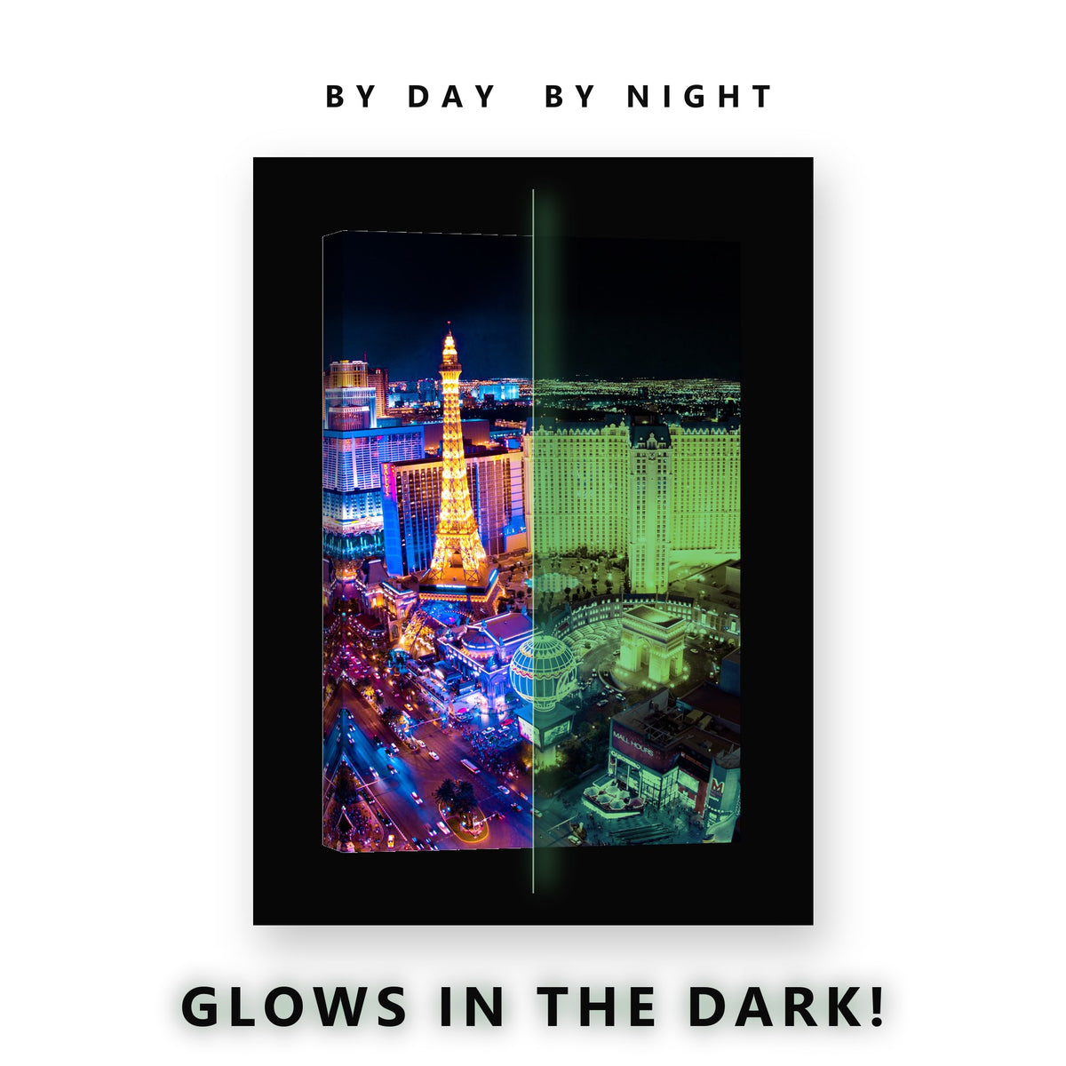 Las Vegas Strip at Night Glow in the Dark Canvas Wall Art for Man Cave, glowing at night