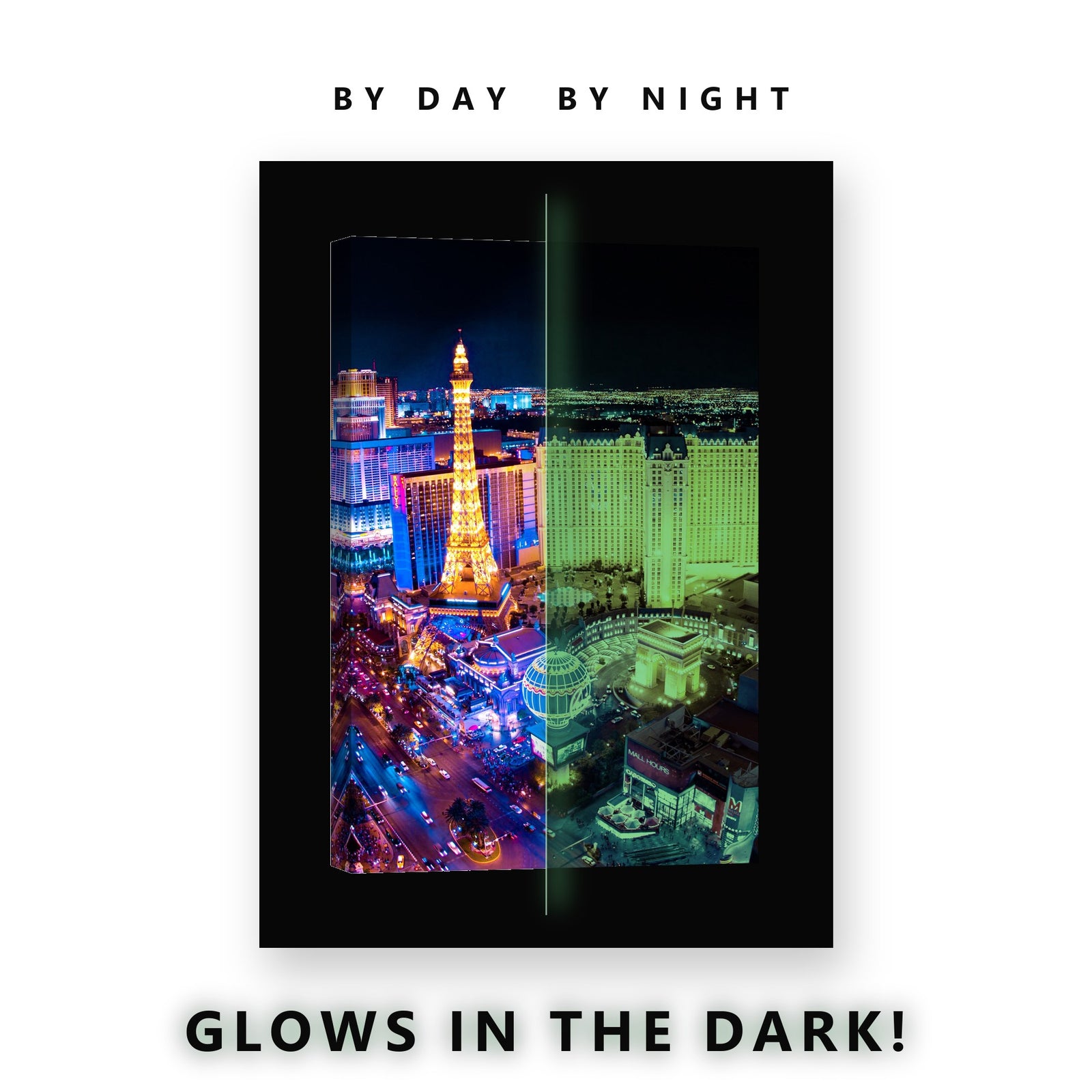 Las Vegas Strip at Night Glow in the Dark Canvas Wall Art for Man Cave, glowing at night
