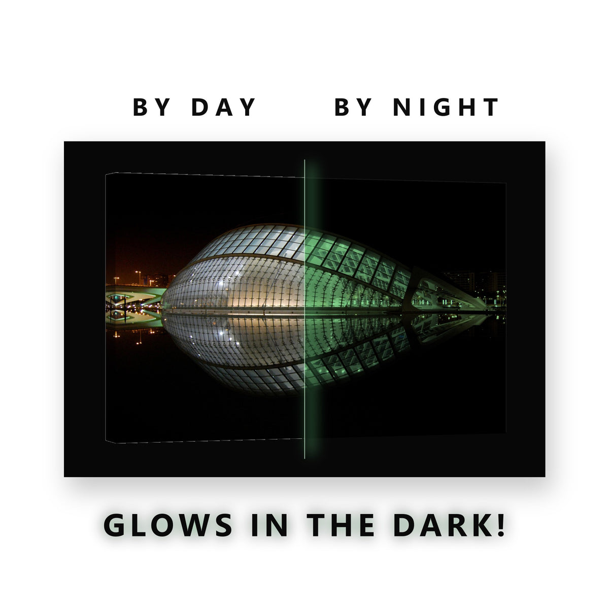 Valencia Arts Centre Night Glow in the Dark Canvas Wall Art for Office, glowing at night