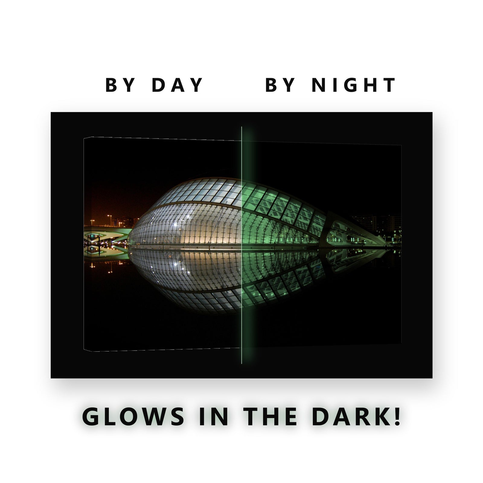 Valencia Arts Centre Night Glow in the Dark Canvas Wall Art for Office, glowing at night